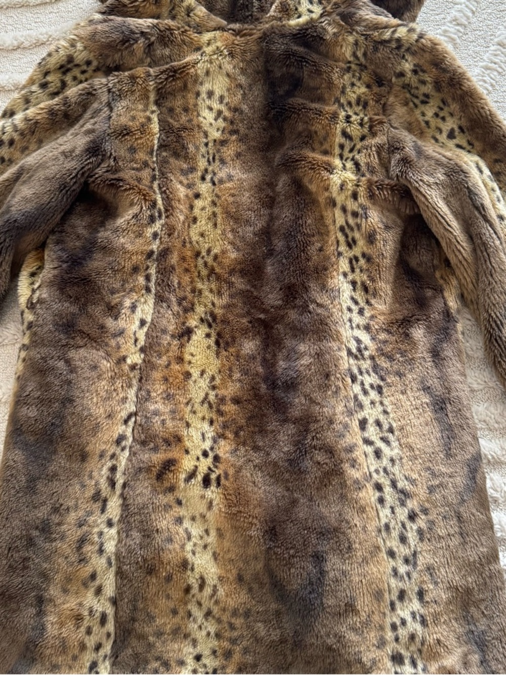 Hawke & Co Faux Fur Leopard Print Hooded Coat Womens Mid-Length Size Medium - Picture 3 of 9
